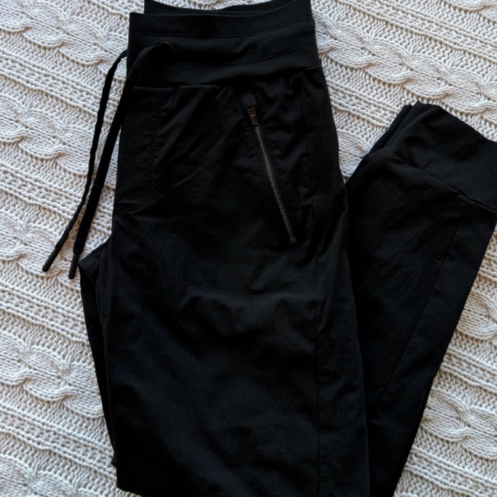 Athleta Black Drawstring Track Pants with Zipper Pocket